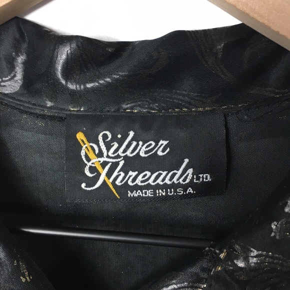 Vintage Black and Gold Button Down Blouse - Picture 3 of 6